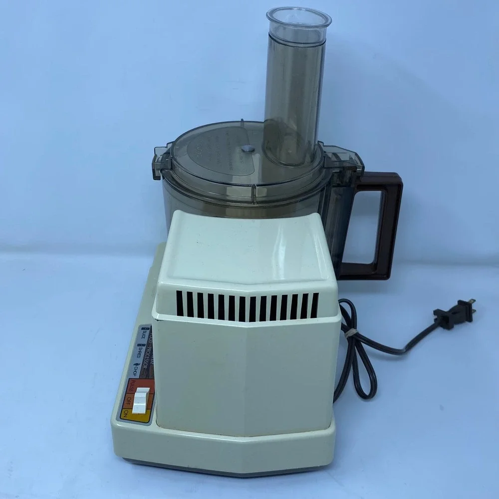 Vintage 80's Retro Sunbeam Food Processor Chopper Almond Brown Mixmaster - READ!